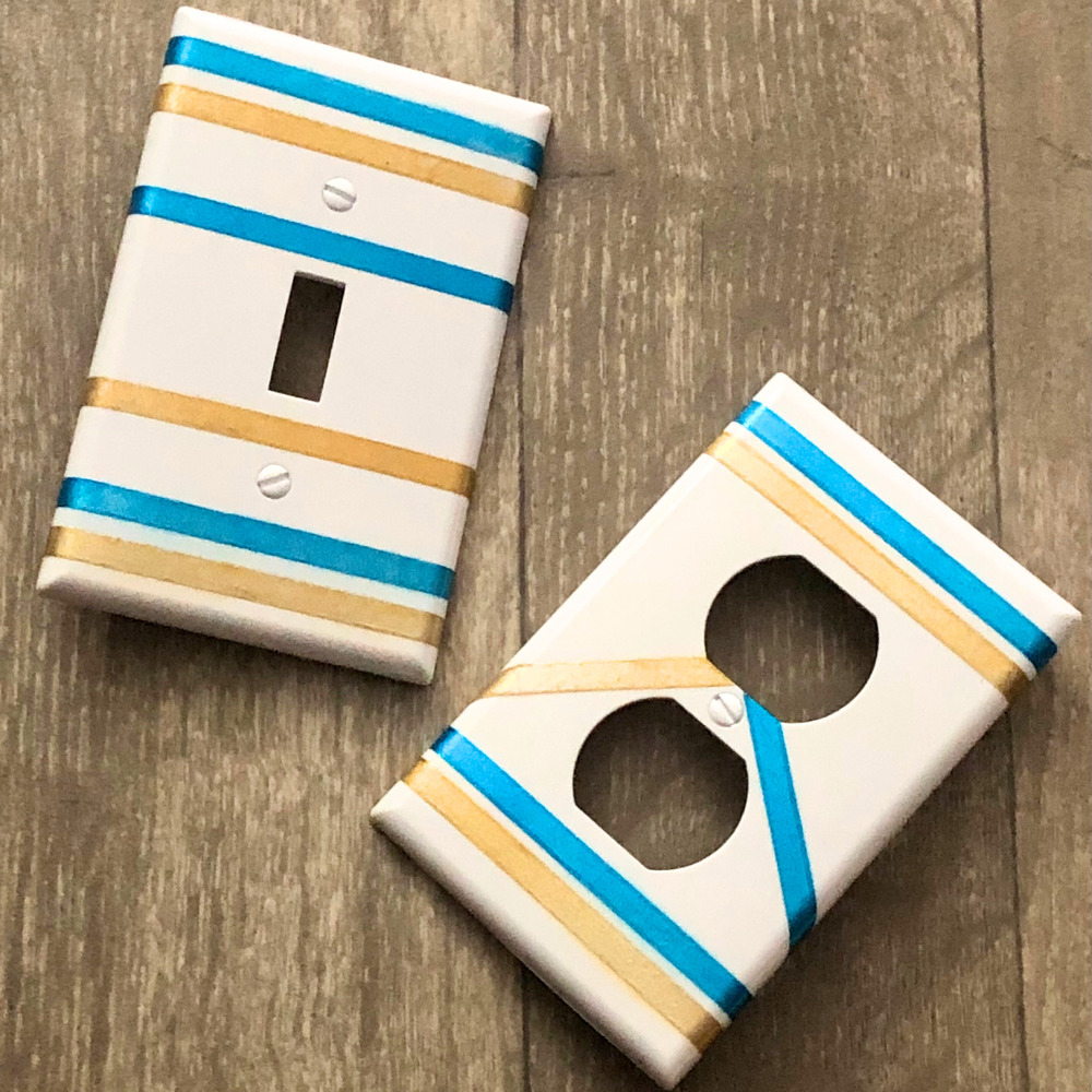 Decorative outlet covers handmade with Washi tape 2 piece set
